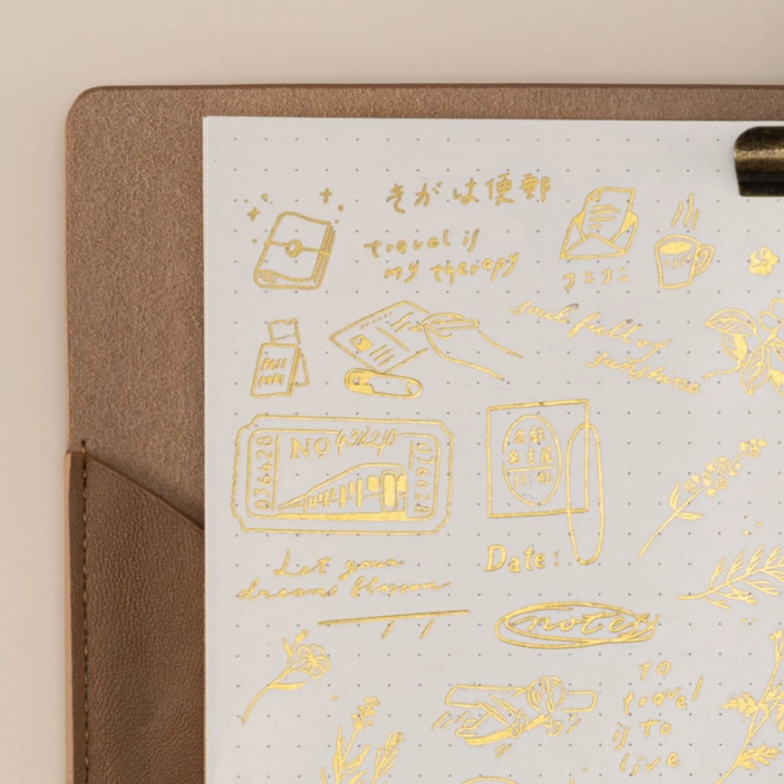Hinoki - ‘Daily Essentials’ Gold Foil Print-On Sticker Set - Image 5