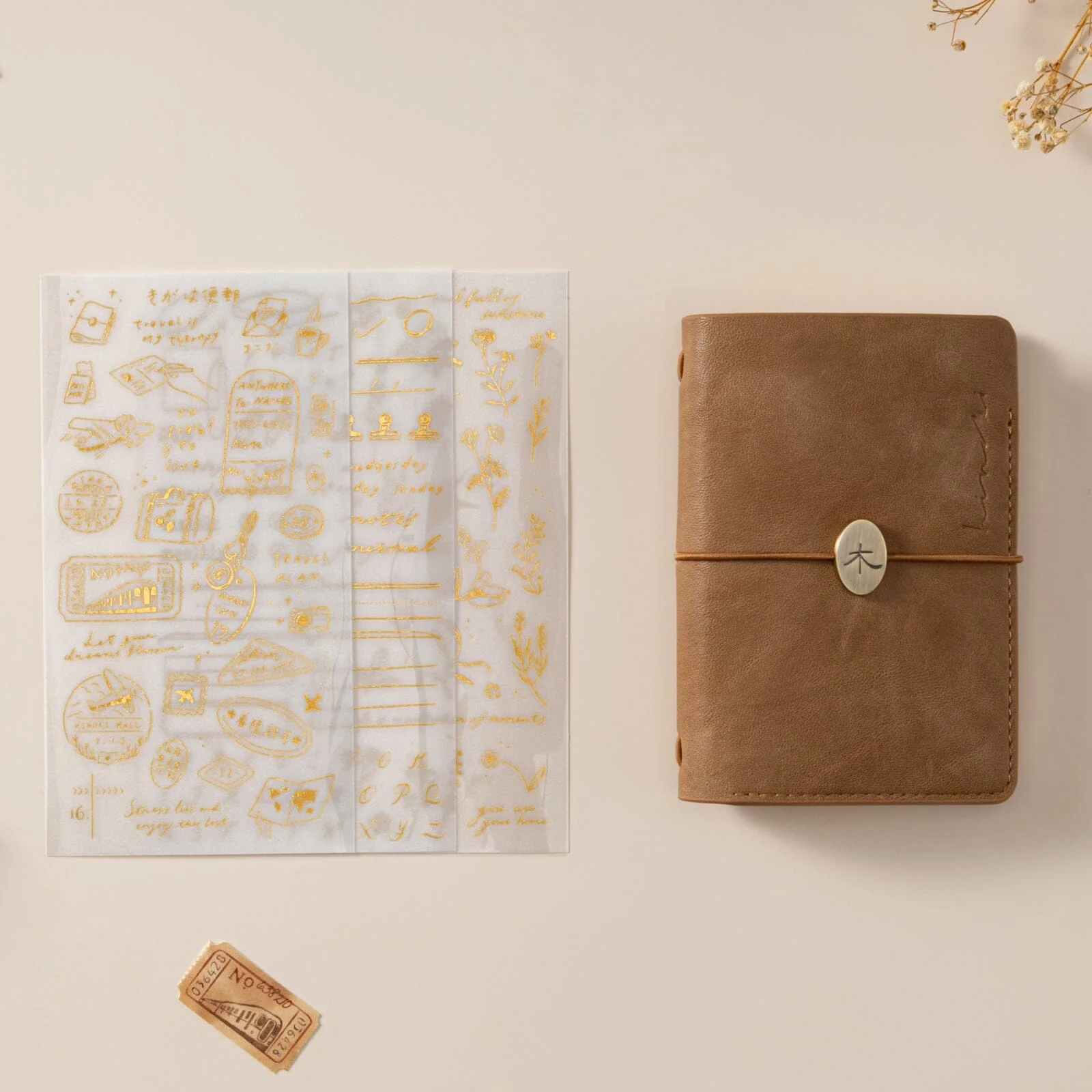 Hinoki - ‘Daily Essentials’ Gold Foil Print-On Sticker Set - Image 9
