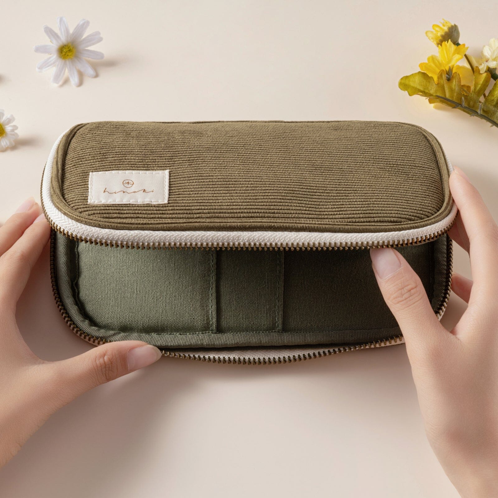 Hinoki - Forest Green Corduroy Pencil Case - Image 4