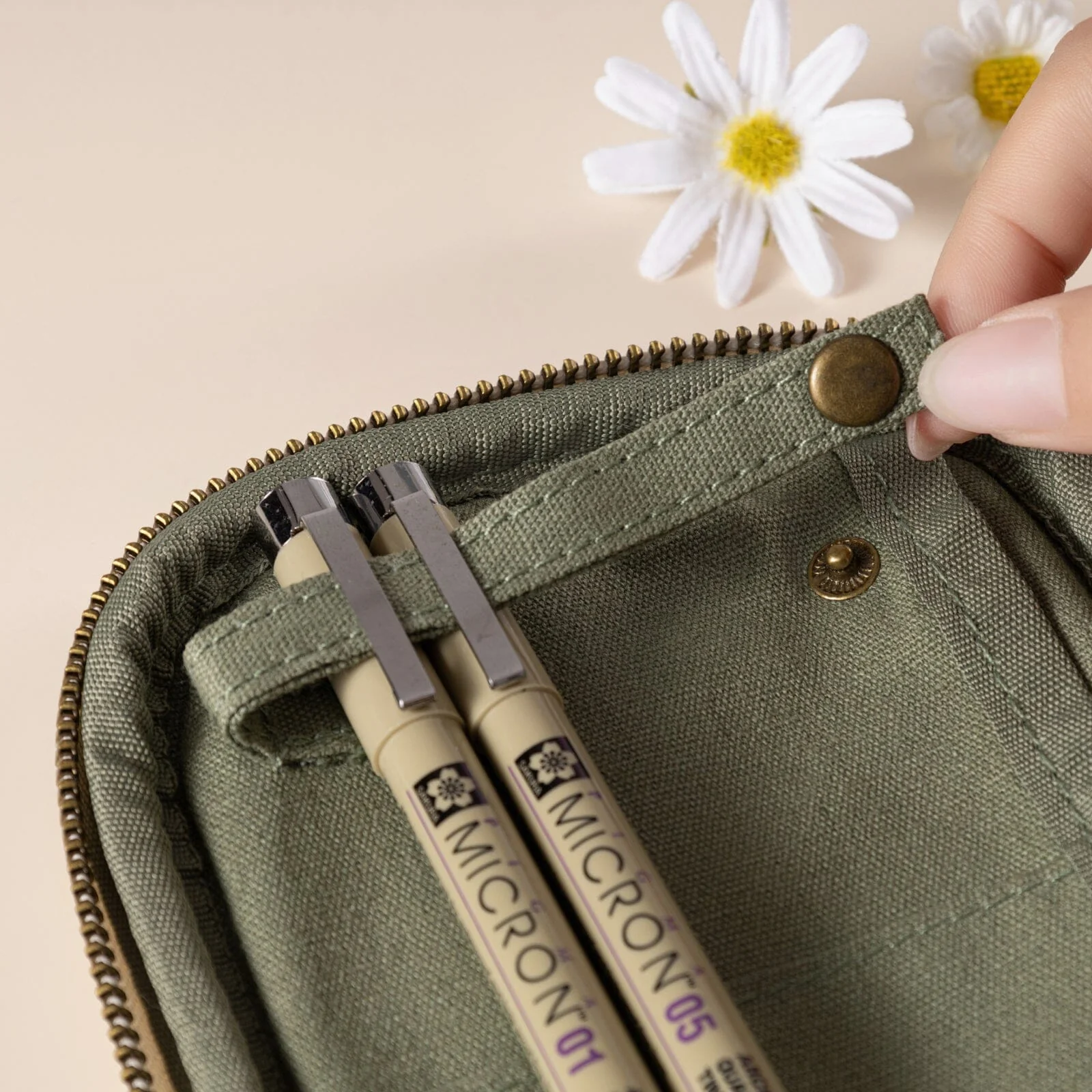 Hinoki - Forest Green Corduroy Pencil Case - Image 8