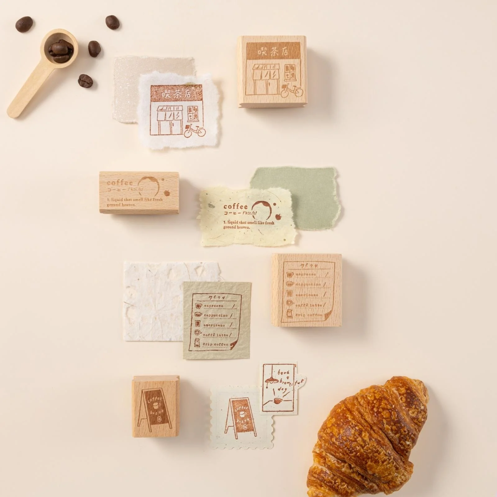 Hinoki - ‘Into the Cafe' Engraved Wooden Stamps Set - Image 6