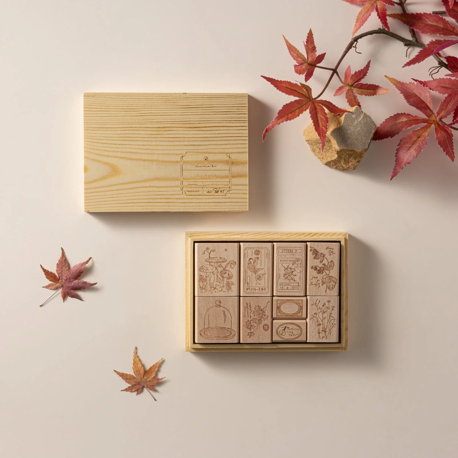 Hinoki - ‘Into the Fall’ Engraved Wooden Stamps Set - Image 2