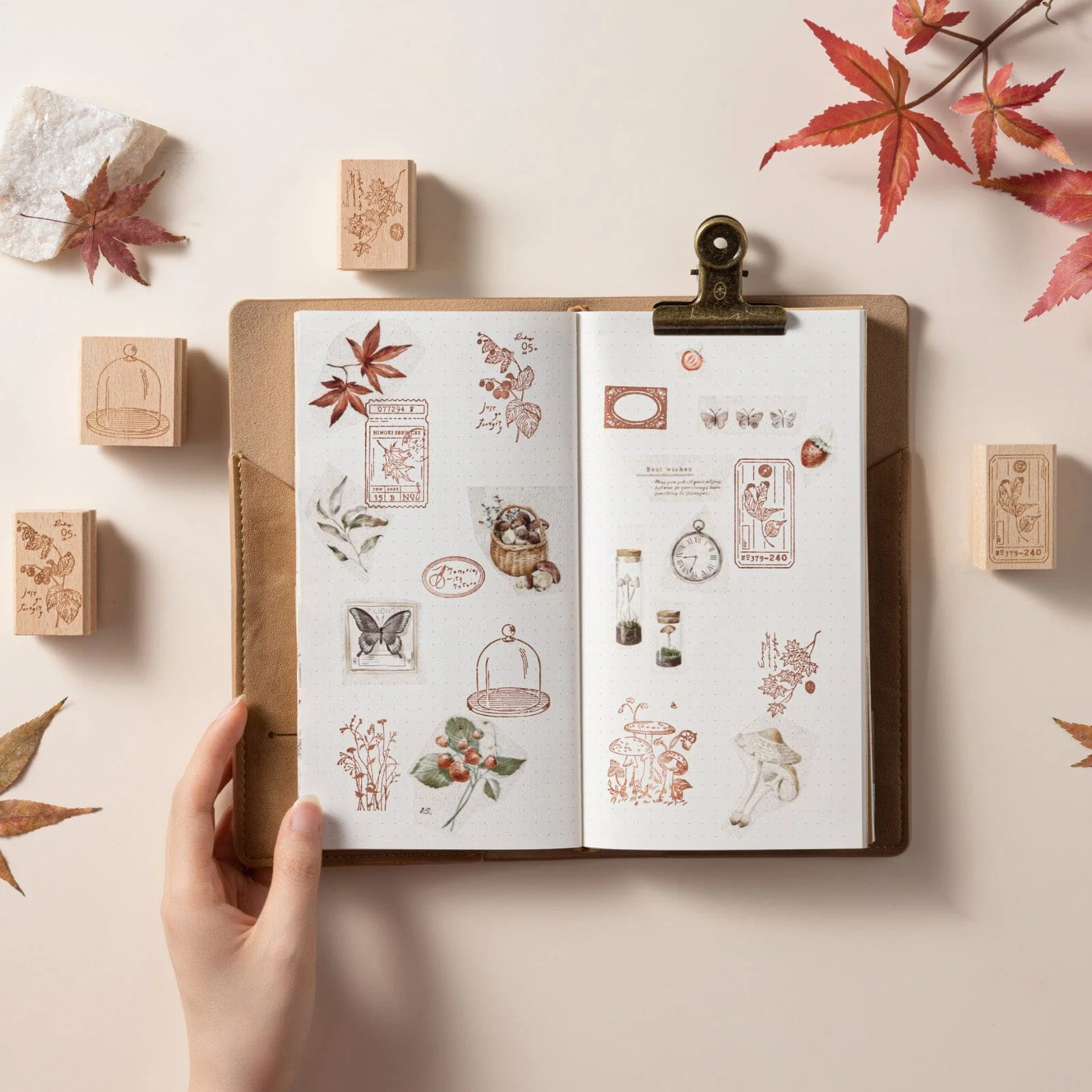 Hinoki - ‘Into the Fall’ Engraved Wooden Stamps Set - Image 4