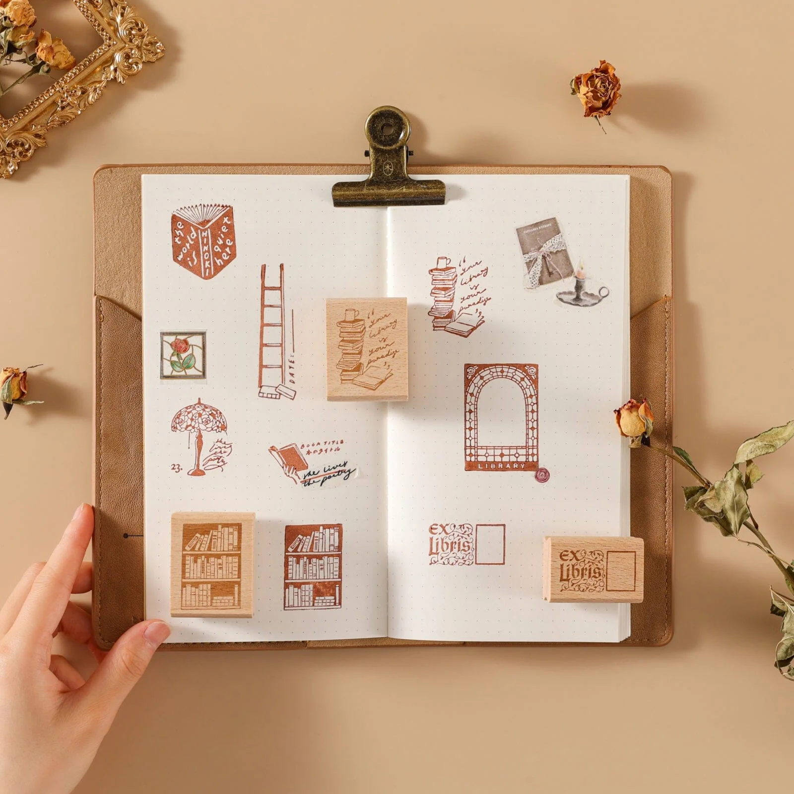 Hinoki - ‘Into the Library’ Engraved Wooden Stamp Set - Image 12