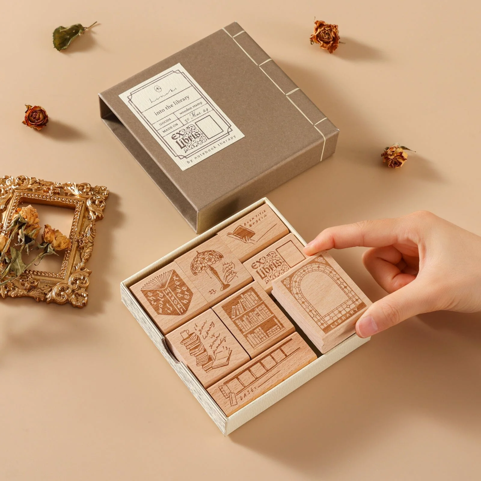 Hinoki - ‘Into the Library’ Engraved Wooden Stamp Set - Image 14