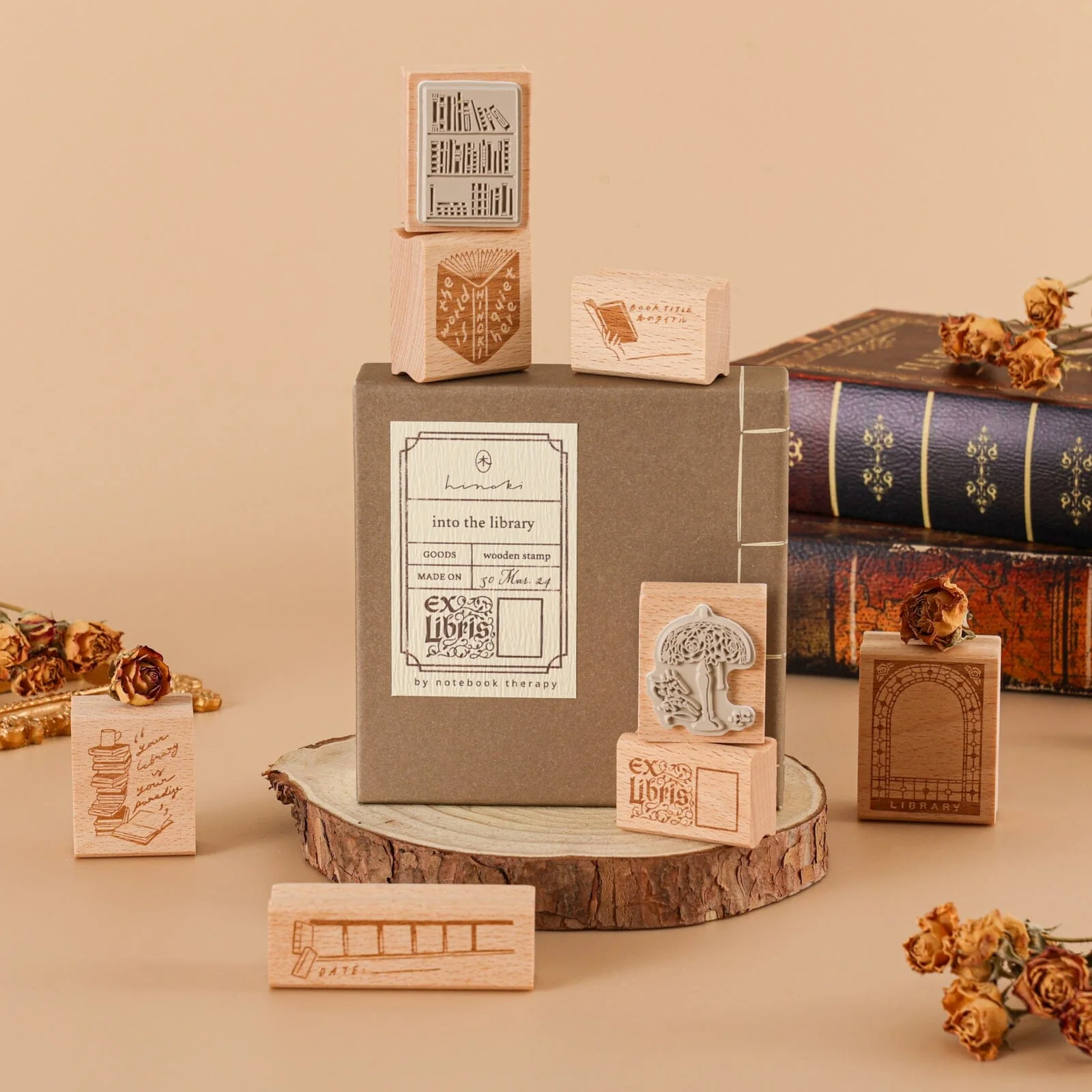 Hinoki - ‘Into the Library’ Engraved Wooden Stamp Set - Image 15