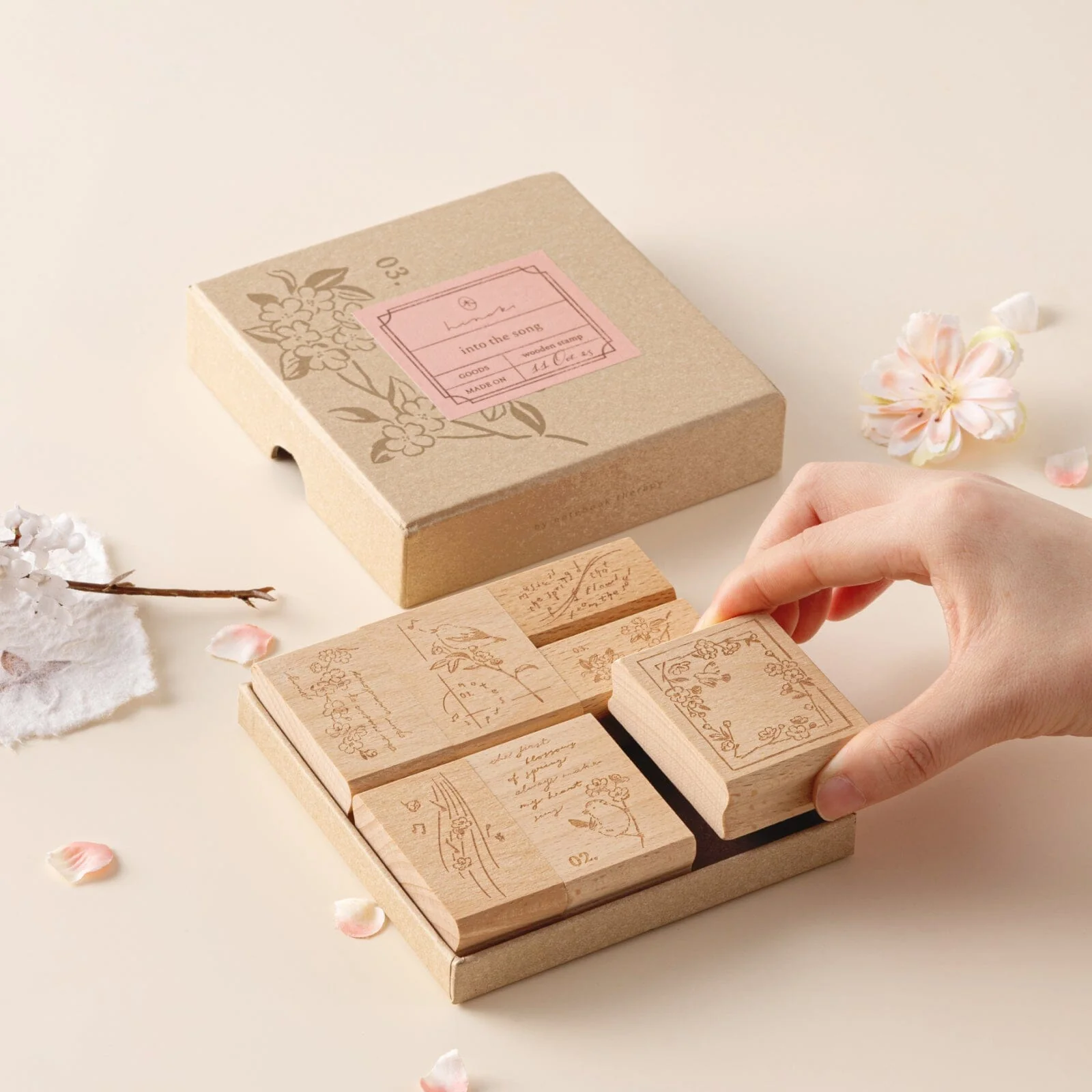 Hinoki - ‘Into the Song' Engraved Wooden Stamps Set - Image 13
