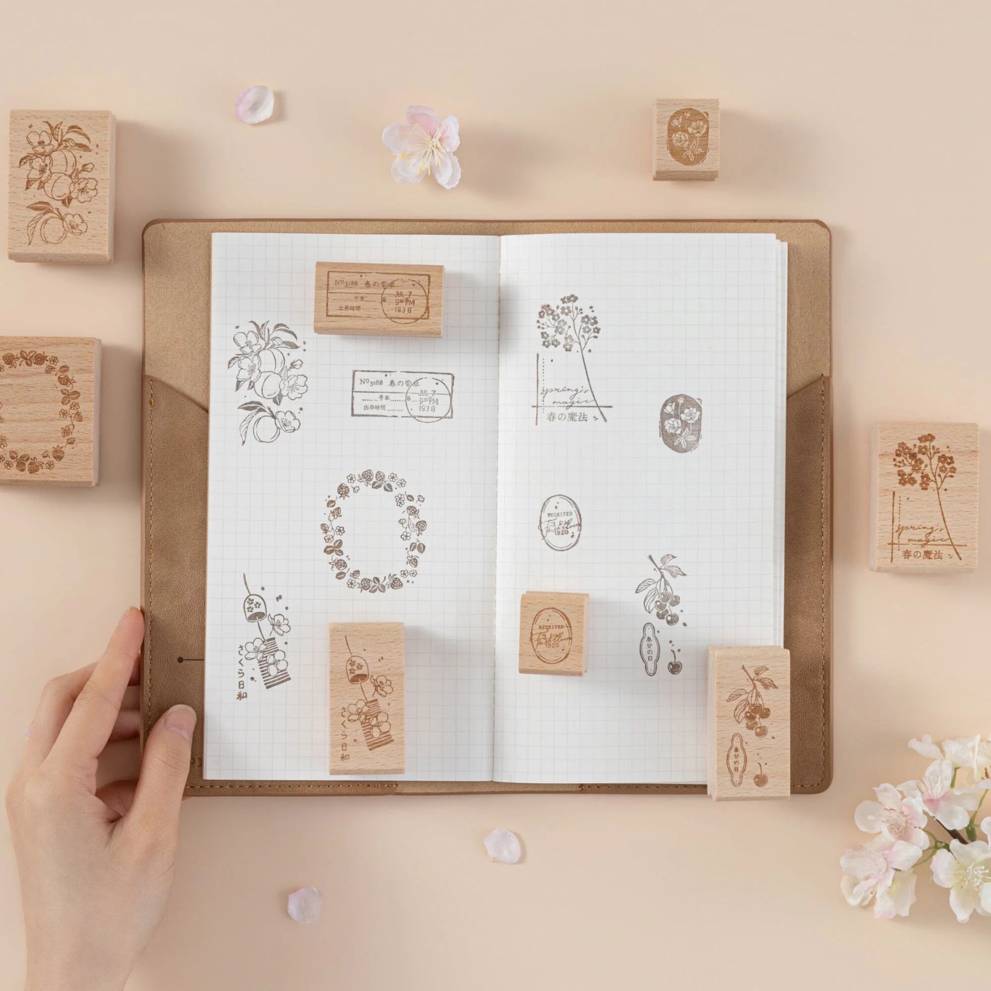 Hinoki - ‘Into the Spring’ Engraved Wooden Stamp Set - Image 11