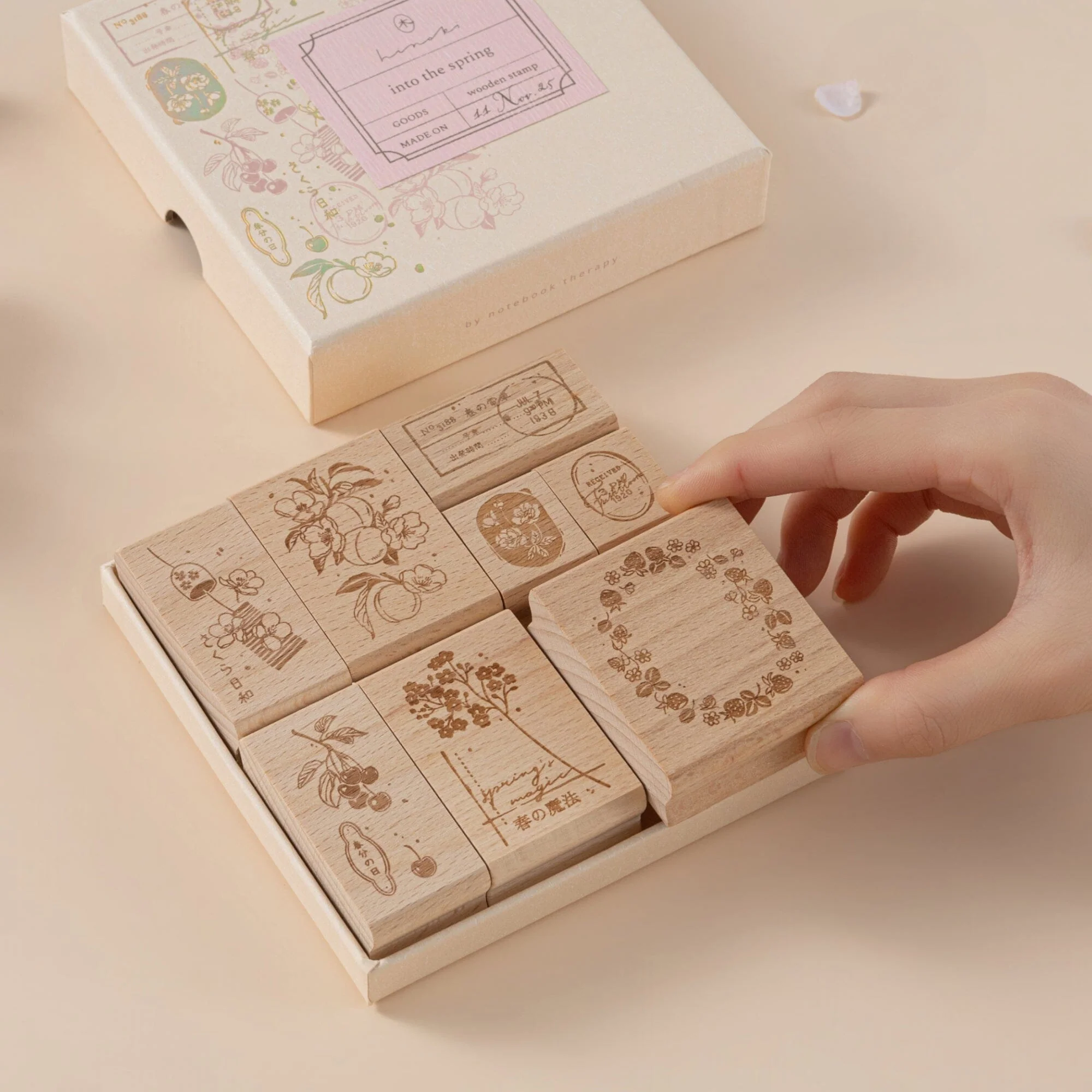 Hinoki - ‘Into the Spring’ Engraved Wooden Stamp Set - Image 12