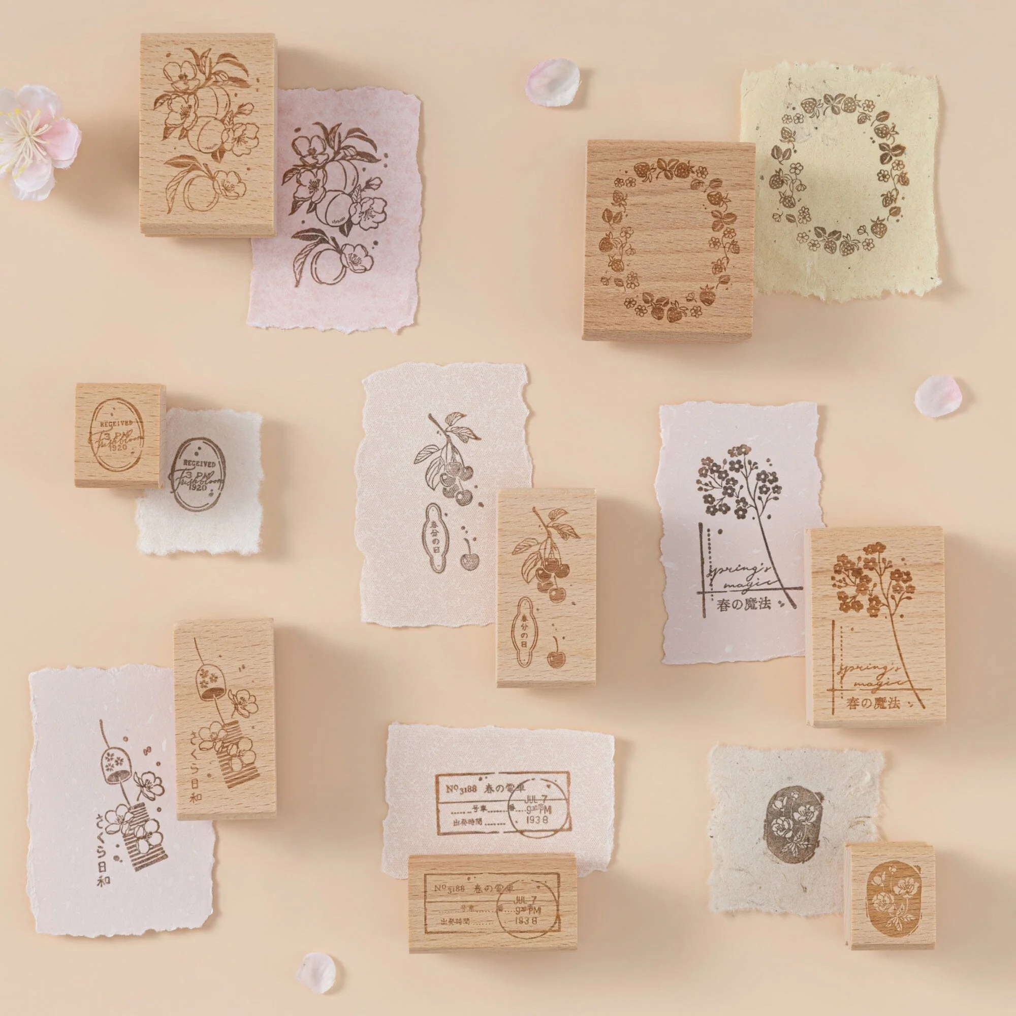Hinoki - ‘Into the Spring’ Engraved Wooden Stamp Set - Image 6