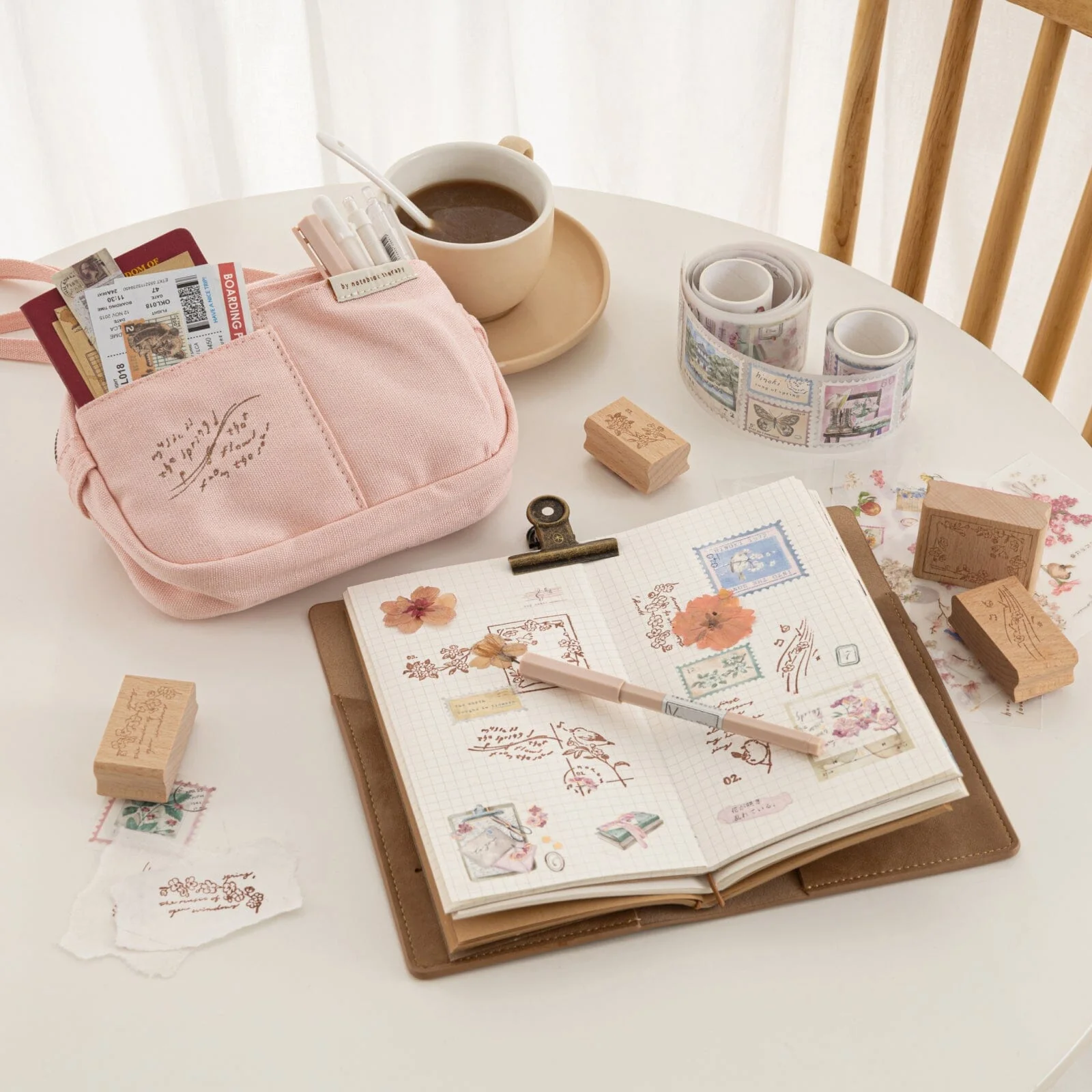 Hinoki - Pink Canvas Travel Pouch - Image 15