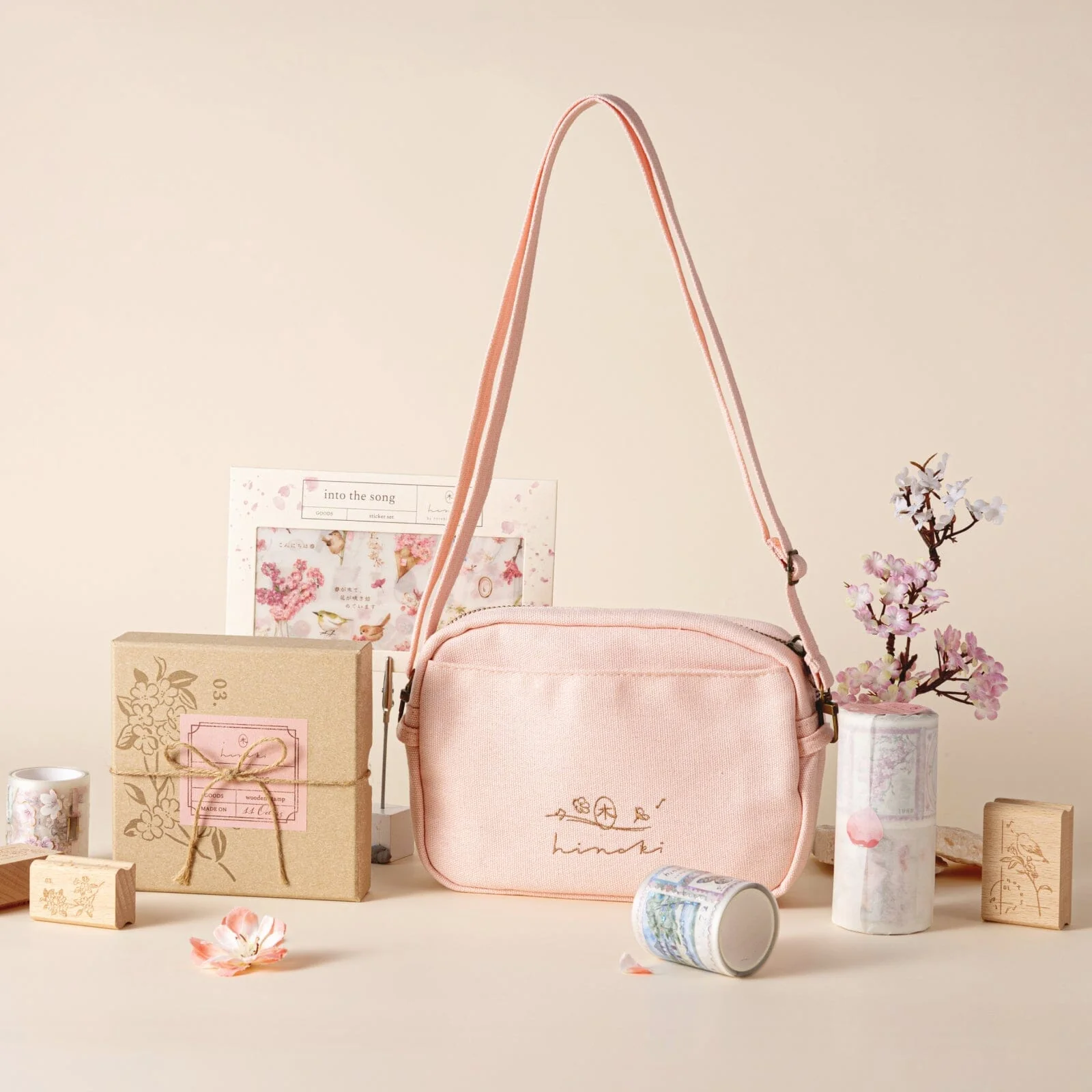 Hinoki - Pink Canvas Travel Pouch - Image 16