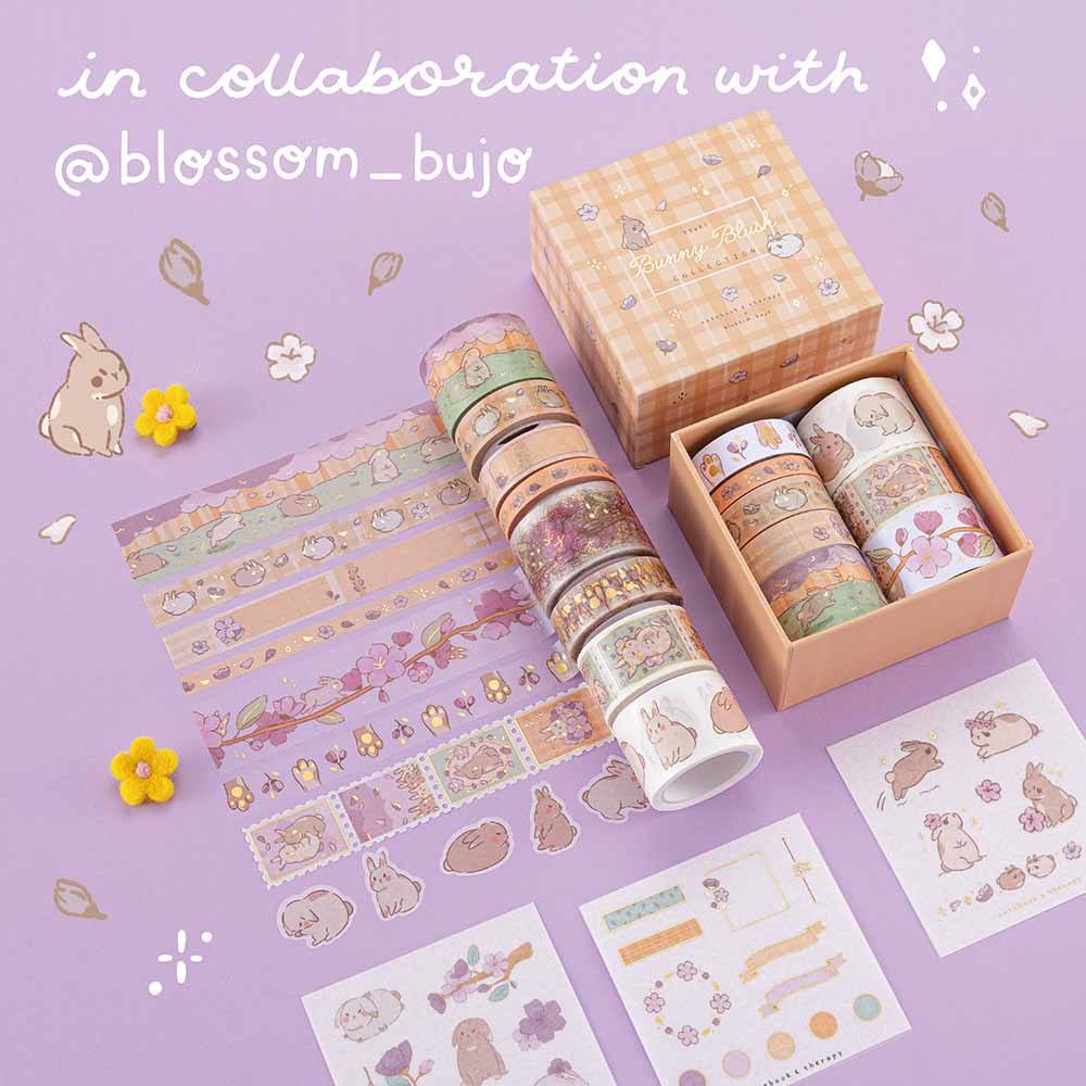 Tsuki ‘Bunny Blush’ Washi Tape Set ☾ x @blossom_bujo - Image 2