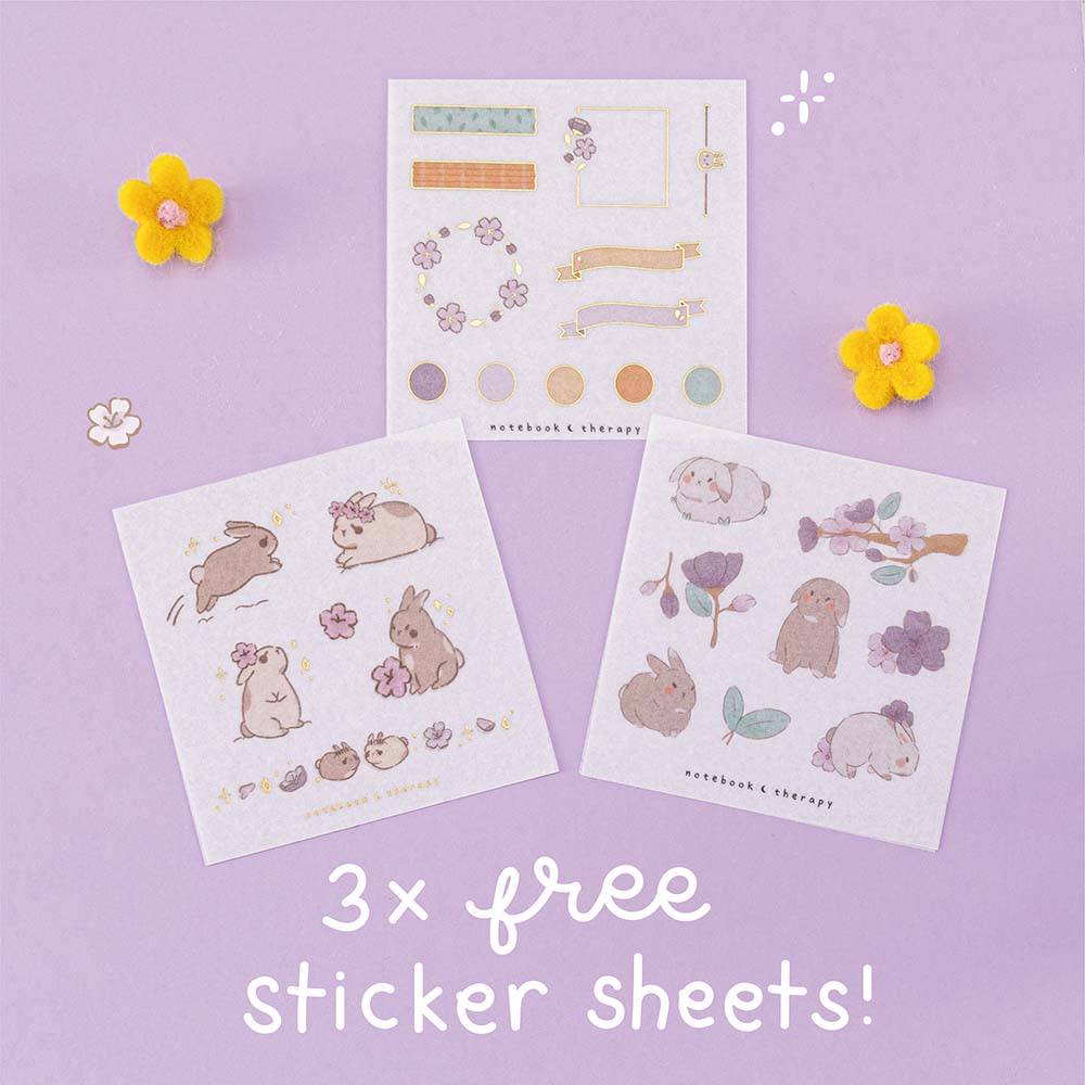 Tsuki ‘Bunny Blush’ Washi Tape Set ☾ x @blossom_bujo - Image 5