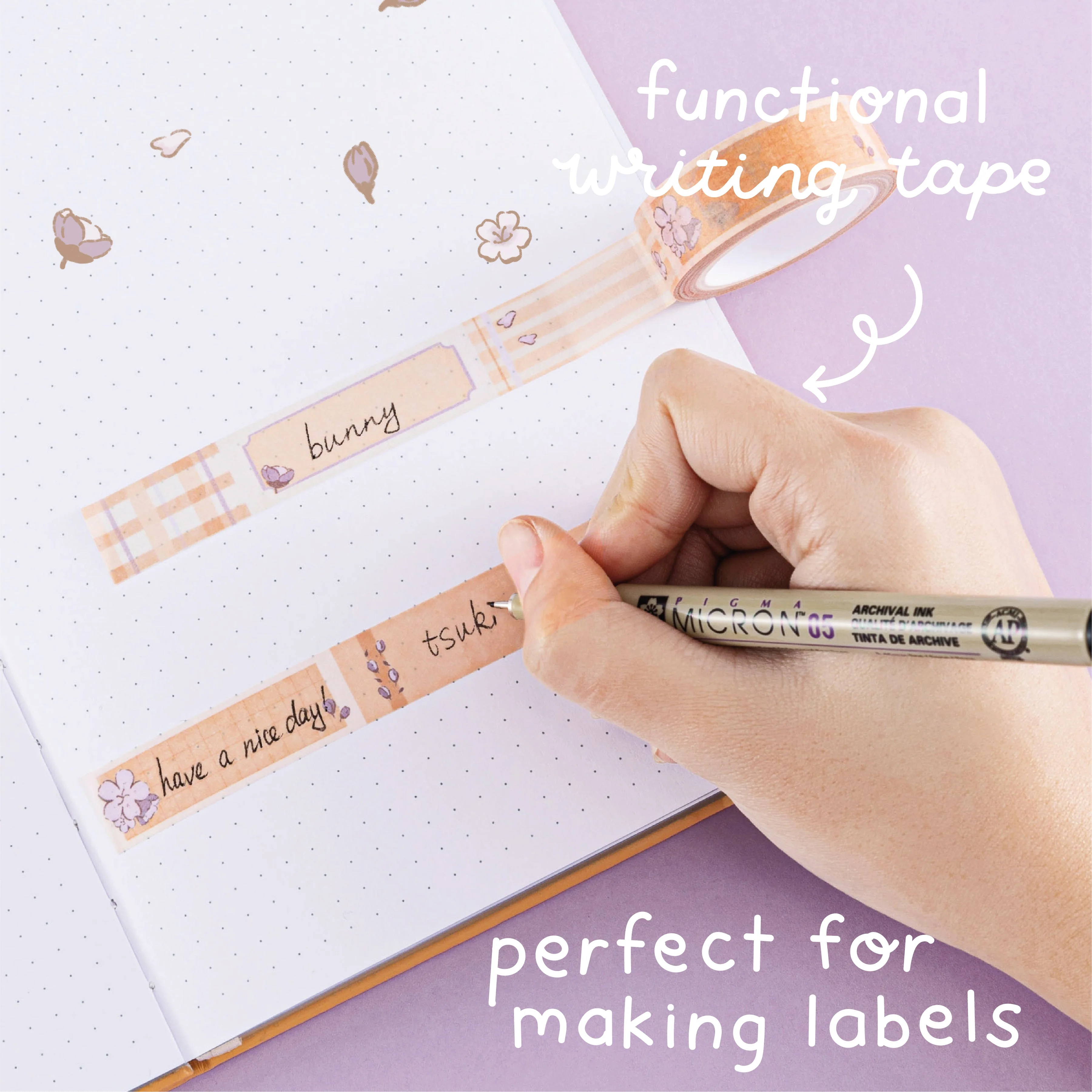 Tsuki ‘Bunny Blush’ Washi Tape Set ☾ x @blossom_bujo - Image 7