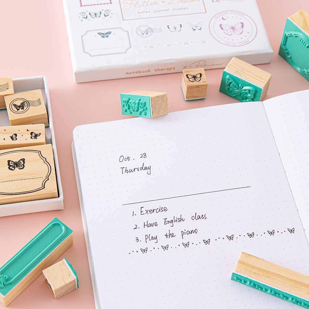 Tsuki ‘Flutter + Dream’ Bullet Journal Stamp Set by Notebook Therapy x Pelinkan ☾ - Image 10