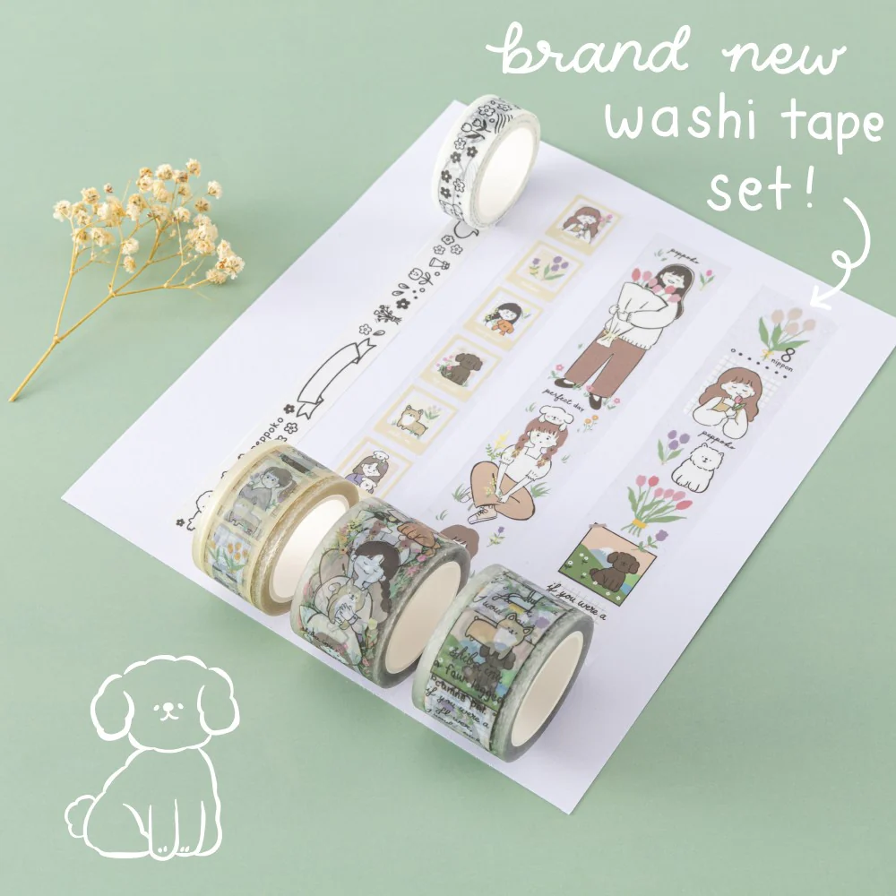 Tsuki ‘Happy Day’ Washi Tape Set by Notebook Therapy x Peppoko ☾ - Image 2