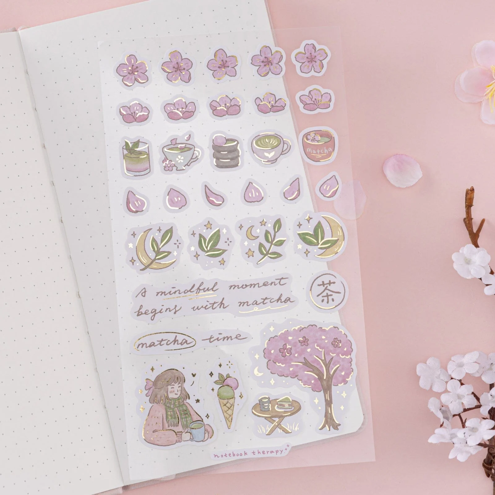 Tsuki ‘Matcha Bloom’ Travel Notebook Gift Set ☾ - Image 15