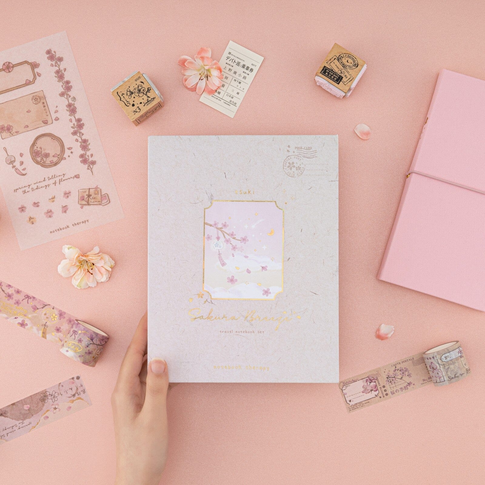 Tsuki ‘Sakura Breeze’ Travel Notebook Gift Set ☾ - Image 2