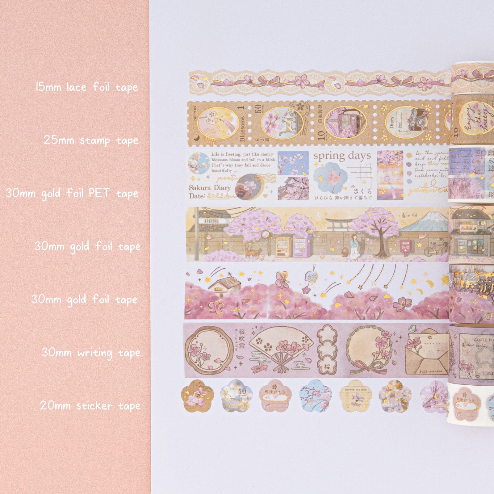 Tsuki ‘Sakura Breeze’ Washi Tape Set ☾ - Image 2