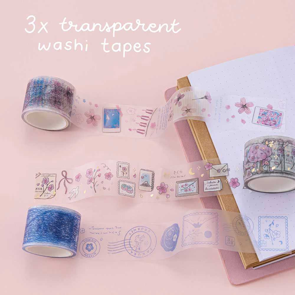 Tsuki ‘Sakura Journey’ Vintage Journal Washi Tape Set ☾ - Image 7