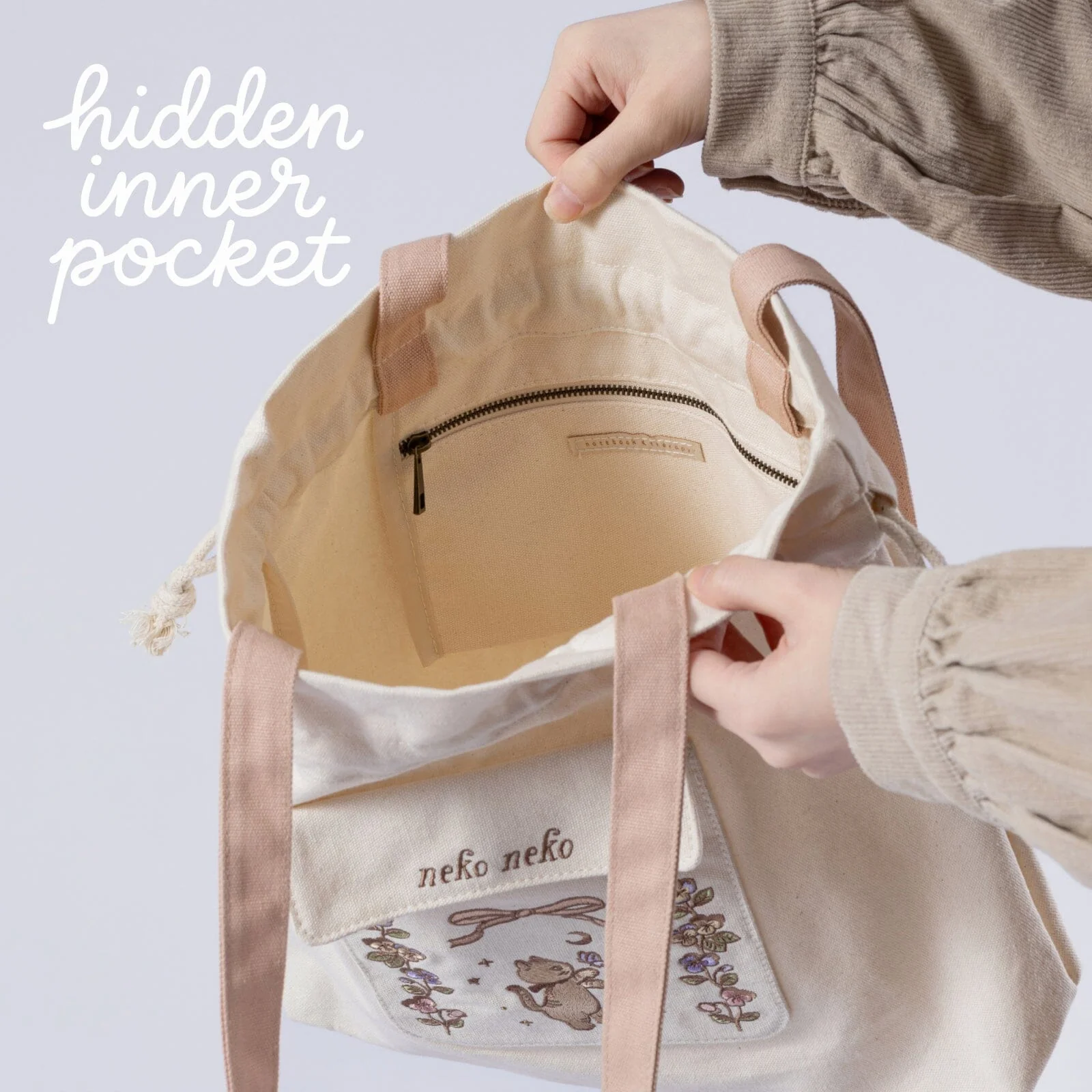 Tsuki ‘Vintage Neko’ Limited Edition Embroidered Tote Bag ☾ - Image 3