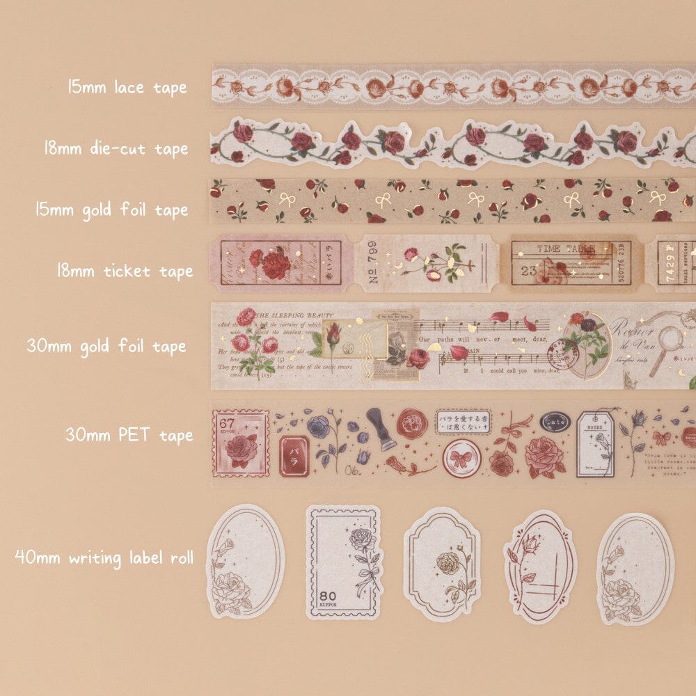 Tsuki ‘Vintage Rose’ #2 Washi Tape Set ☾ - Image 3