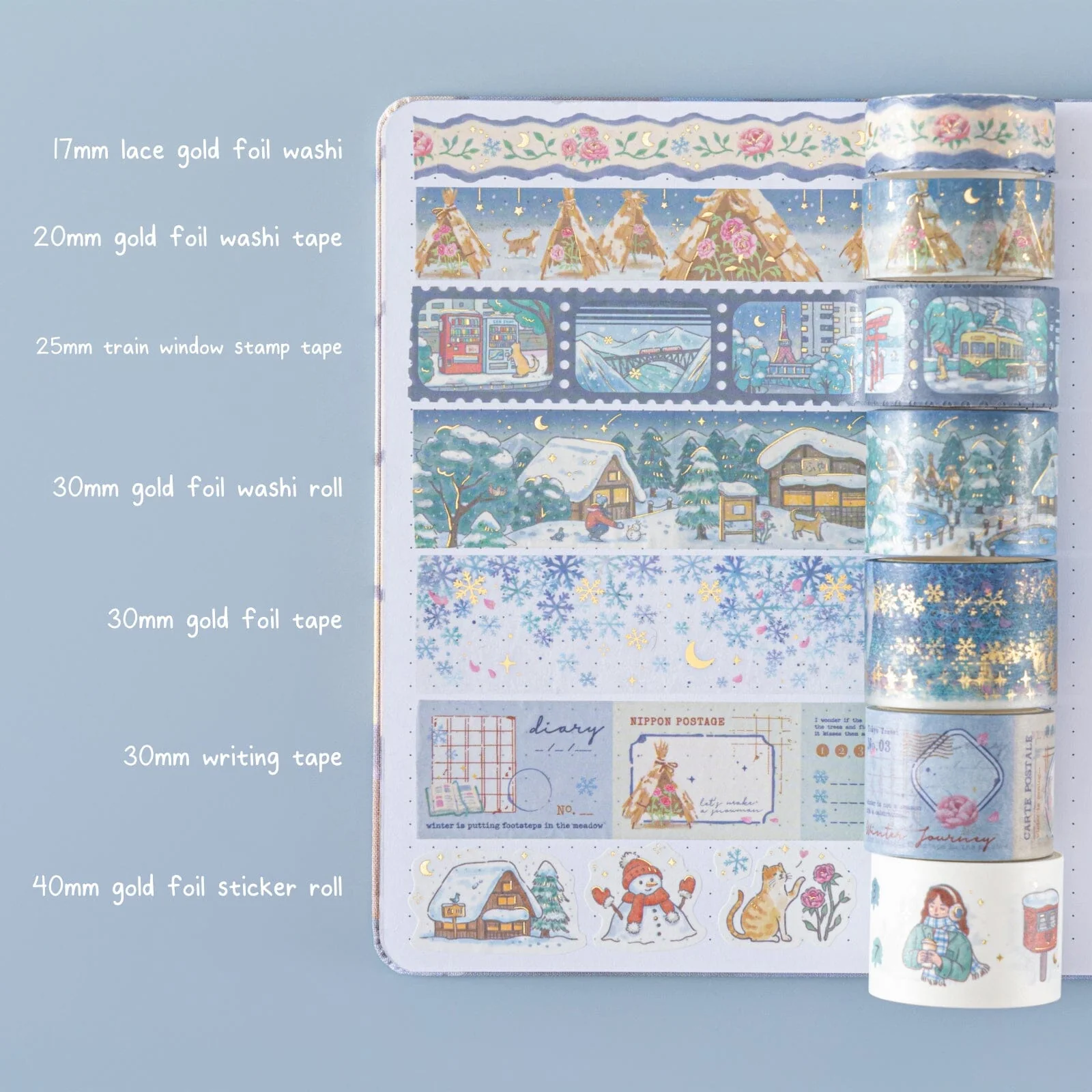 Tsuki ‘Winter Journey’ Washi Tape Set ☾ - Image 2